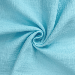 Ткань Муслин Жатый, цвет Небесно-голубой (на отрез)  в Красноармейске